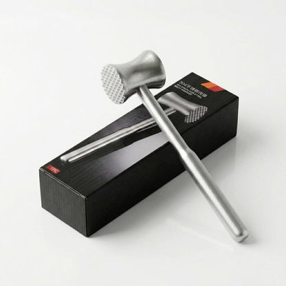 304 Stainless Steel Tenderizer Mallet Dual-Sided Hammer, Heavy Duty Pounder Tool for Steak, Beef & Chicken Cutlets, Textured Grip Kitchen Mallet, Dishwasher Safe Beater for Cooking