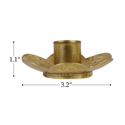 NIKKY HOME Gold Flower Taper Candle Holders Set of 2, Vintage Candle Stand