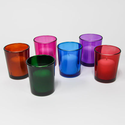 Set of 12 Pink Colored Eastland Glass Votive Candle Holders