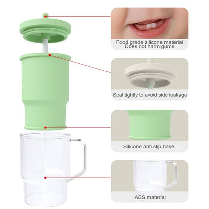JIUHCORY Kids BPA-Free Plastic Tumbler with Spill Resistant Flexible Straw, Easy to Clean, Kids Water Bottle, Great for Travel, Dishwasher Safe, Orange Peach and Watermelon(1 Green &1 Pink)