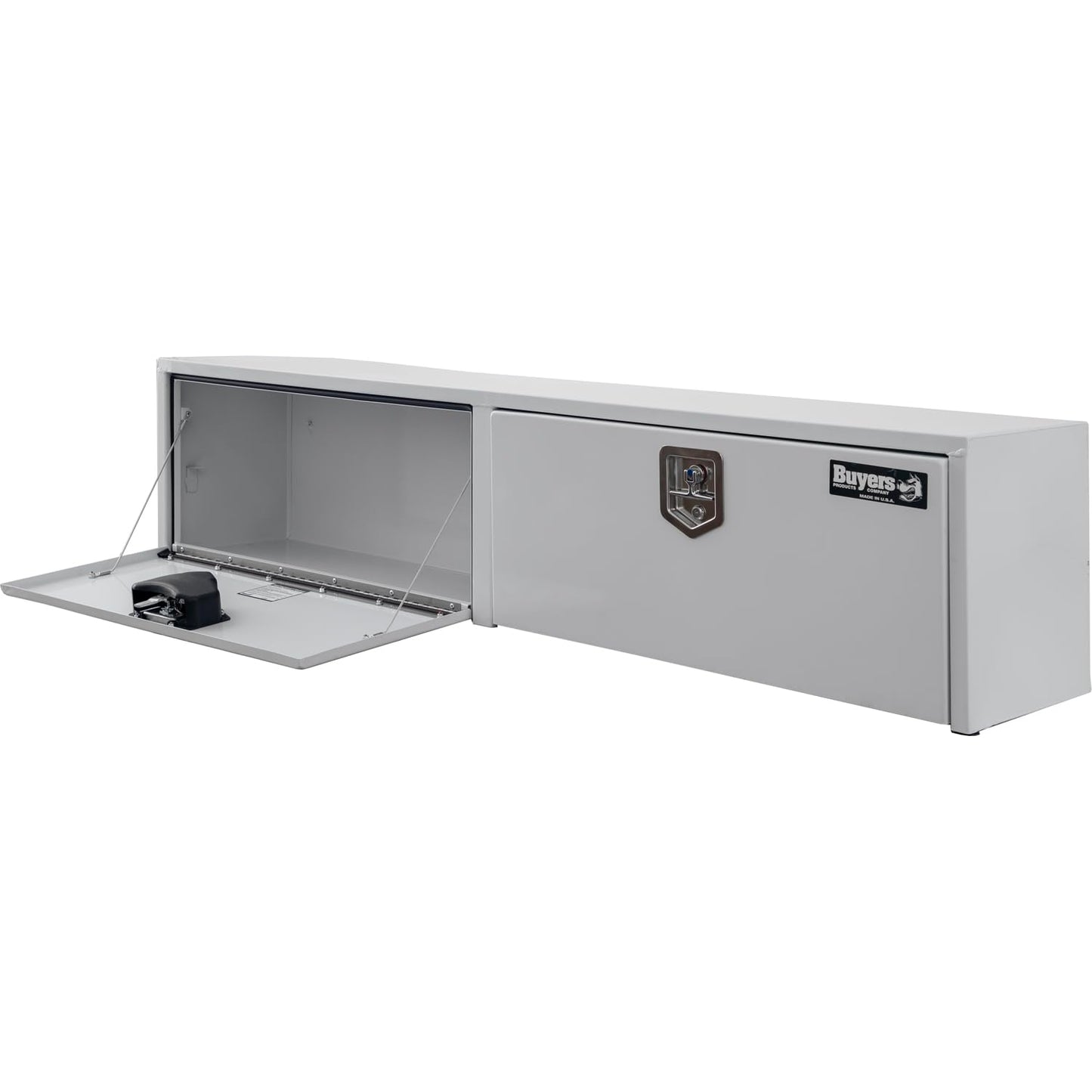 Buyers Products 1702895 White Steel Topsider Truck Box, 18 x 16 x 90 Inch, Heavy-Duty, Weather Resistant Storage for Professional Work Trucks, Made in USA