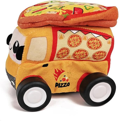 Plush Pizza Car with 2.4GHz Remote – Soft Fabric RC Toy with Music Effects &amp Buildable Top Safe Indoor Play Vehicle for Kids Ages 2+