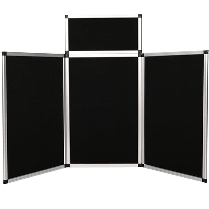ISXACFF 3+1 Panel Trade Show Presentation Board 70.8“ x 35.4” Black Trifold Poster Board Folding Exhibition Display Boards Double Sided Tabletop Display with Storage Bag Hook & Loop-Receptive Fabric