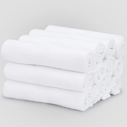 TEXAS LINEN CO. Flour Sack Towels [28" x 28", 12 Pack] Highly Absorbent 100% Cotton White Kitchen Tea Towels for Cleaning & Drying, Bread Proofing, Crafting, Embroidery, Quick Dry Dish Towel Set
