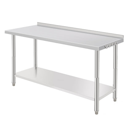 60x24x35 Inch Stainless Steel Work Table with Undershelf, Heavy Duty Commercial Prep Table for Restaurant Kitchen and Catering Use