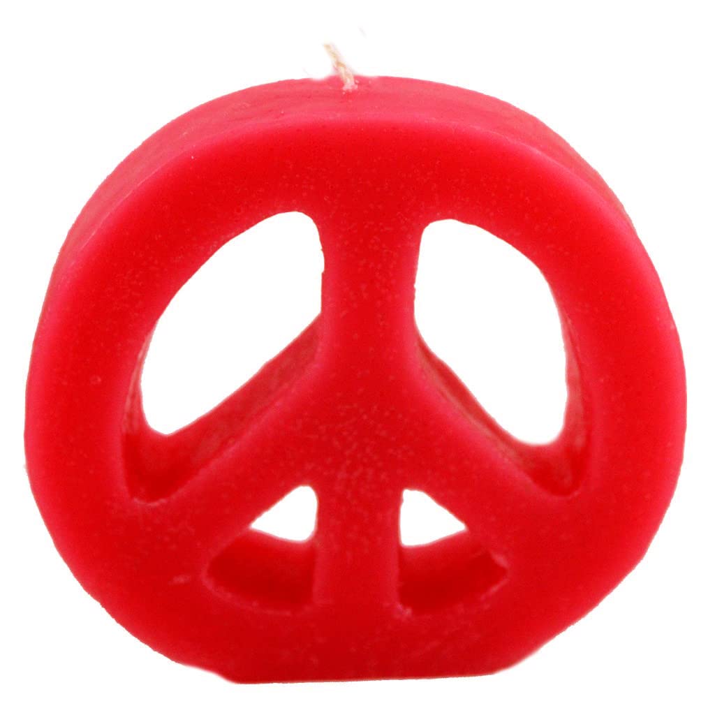 Candlestock Handmade Colorful Peace Sign Candle - Red - Yellow - Green - Blue - Lavender - Pink (Green)