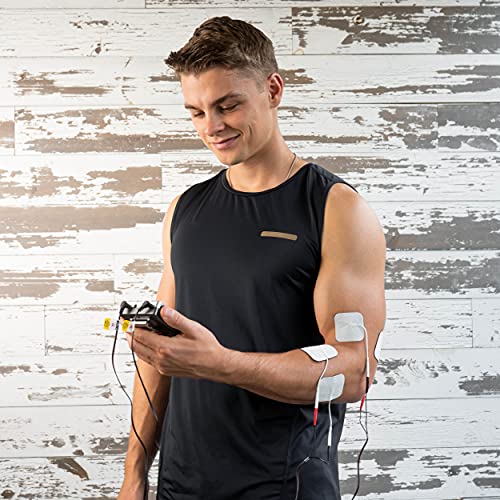 Roscoe Medical TENS Unit and EMS Muscle Stimulator - 4-Channel OTC TENS Machine for Back Pain Relief, Lower Back Pain Relief, Neck Pain, Includes Case, Pain Relief, Muscle Recovery