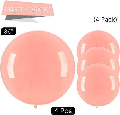 PartyWoo Extra Large 36-Inch Pastel Orange Balloons - Jumbo Latex Helium Balloons for Baby Showers & Birthday Parties