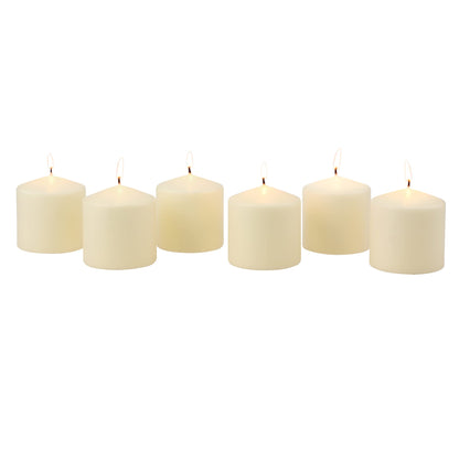 Stonebriar Unscented Pillar Candles – 18 Hour Burn Time, Long-Lasting Wax Candles for Weddings, Holidays, Home Décor & Special Events, Pack of 6, Ivory, 3" x 3"