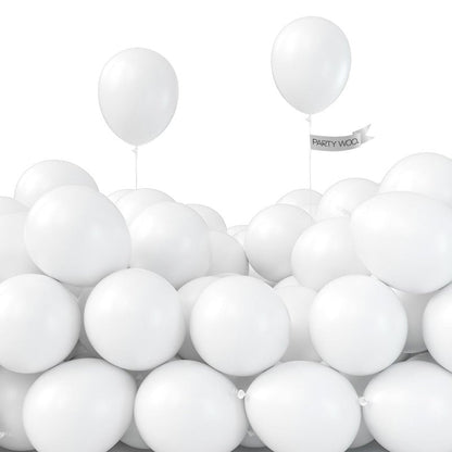 PartyWoo White Balloons 100pcs 5 Inch Matte Latex Balloons for Wedding Bridal Graduation Engagement Baby Shower Gender Reveal Easter Anniversary Birthday Tea Party Decorations White-Y13