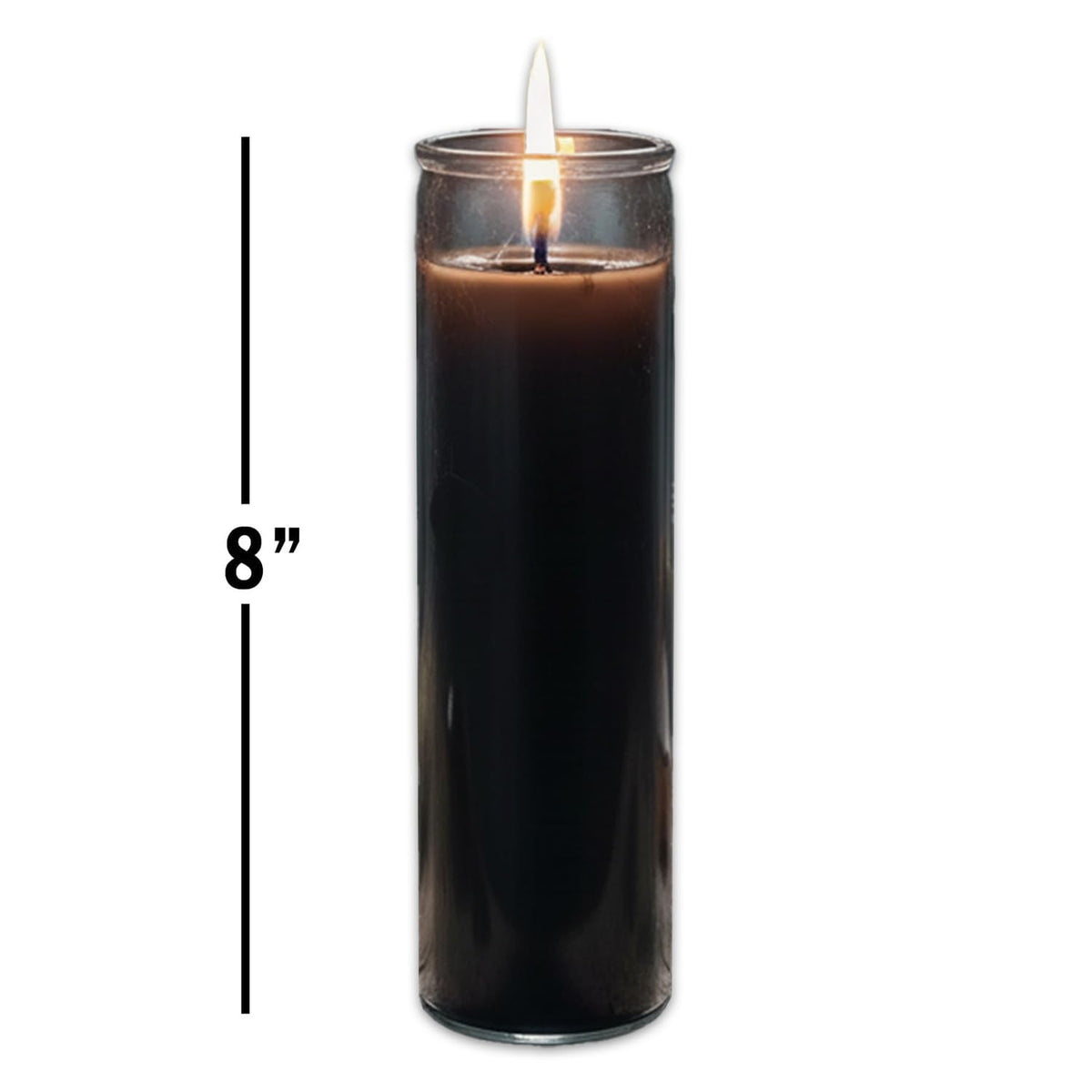 Black Glass Candle Set - 6 Pack Unscented Black Prayer Candles for Rituals, Spells, Magic, Pagan and Witchcraft Altars, Plus More | Bulk 8" Candle Kit
