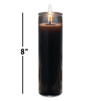 Black Glass Candle Set - 6 Pack Unscented Black Prayer Candles for Rituals, Spells, Magic, Pagan and Witchcraft Altars, Plus More | Bulk 8" Candle Kit