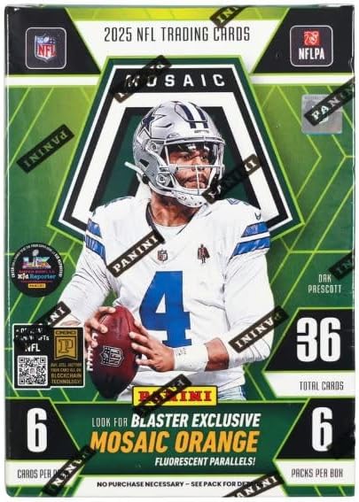 2025 Mosaic Football Trading Cards Blaster Box 36 Cards Per Box.