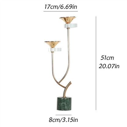 cfycfy987 Candelabra Light Luxury Iron Decorative Candlestick Marble Base Candlelight Dinner Props Porch Living Room Decorative Ornaments Candle Sticks Holder(Small)