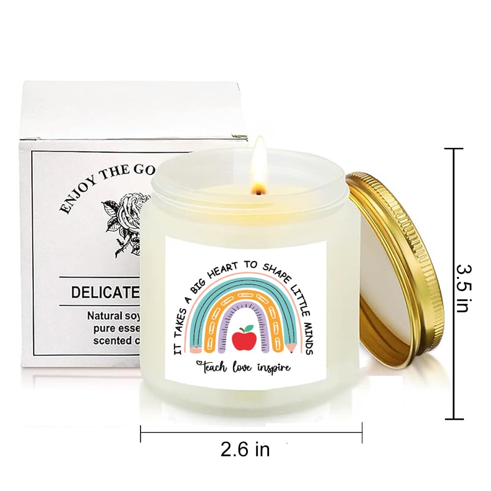 Candle Gift for Teacher Appreciation, Aromatherapy Candle for Women, Novelty for Teacher Appreciation Week, Natural Soy Wax Jar Candle, Unique Thank You Present with Saying, Vanilla Scent