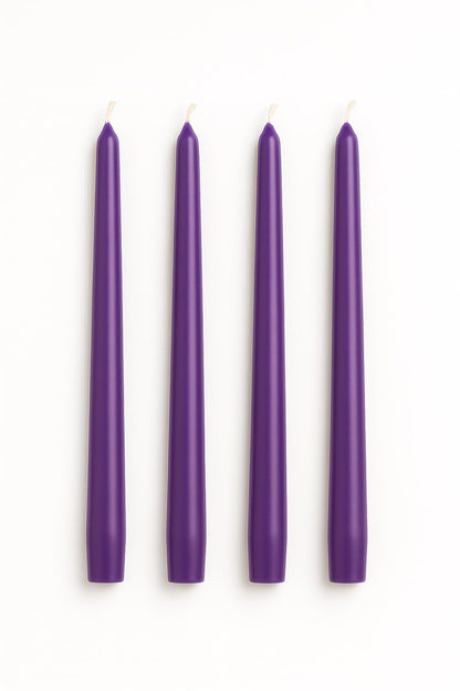 Dinil Purple Taper Candles - 10 Inch Unscented Dripless Smokeless Candlesticks Set of 4 | Perfect for Fall, Halloween, Thanksgiving, Dinner, Wedding and Party Decoration