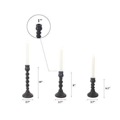Candlestick Holders, 3 Pcs Rustic Black Candle Holder for Pillar Candles, 100% Solid Wood Decorative Candle Holders Distressed Wooden Farmhouse Candle Holder Large for Fireplace Table