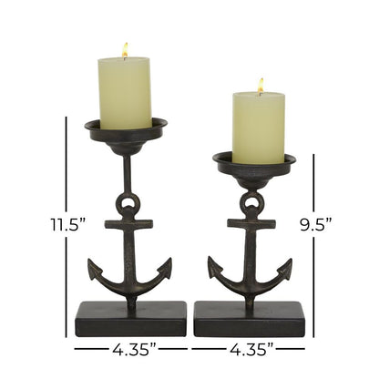YUHUAWF Candle Holderss 2 Candle Black Metal Candle Holder, Set of 2 Decorative Candlestick