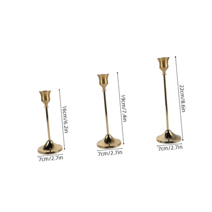 HOMSFOU 6pcs Metal Taper Candle Holders Set with Stable Display and Suitable Lighting Height, Elegant European Craftsmanship Candelabra Candlestick Holders for Wedding Centerpieces