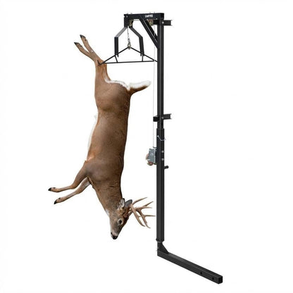 EliteEdge 500 LBS Hitch-Mount Deer Hoist with Winch & Gambrel, 360° Swivel Adjustable Height Heavy-Duty Game Hoist for Skinning, Butchering, Field Dressing