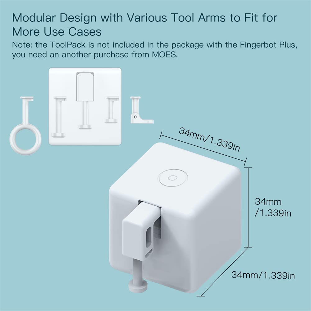 MoesGo 2nd Generation Smart Bluetooth Fingerbot Plus, Wireless Smart Light Switch Button Pusher Bot, Remote Control Smart Life Tuya App, Add Fingerbot Hub Make it Compatible Alexa and Google Home