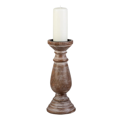 Biedermann & Sons Wooden Pillar Candle Holder, Brown, 9.75 Inch Tall, Fits Up to 3 Inch Pillar Candles, Decorative Candle Stand for Mantels, Tables and Centerpieces