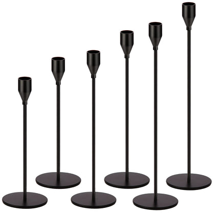 Oatnauxil Matte Black Candle Holders Black Candlestick Holders Metal Candle Holder for Wedding, Dinning, Party, Fits 3/4 inch Thick Candle&Led Candles (Set of 6 Pcs)