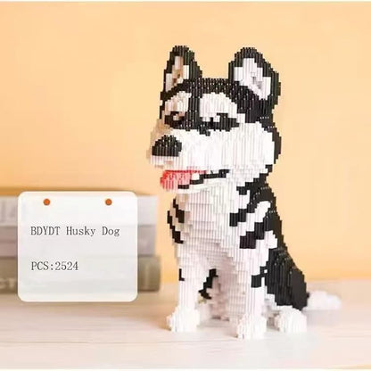 Dog Husky Micro Building Blocks Set (2524 Pieces) Gift for Adults and Kids Ages 14 Years and Up