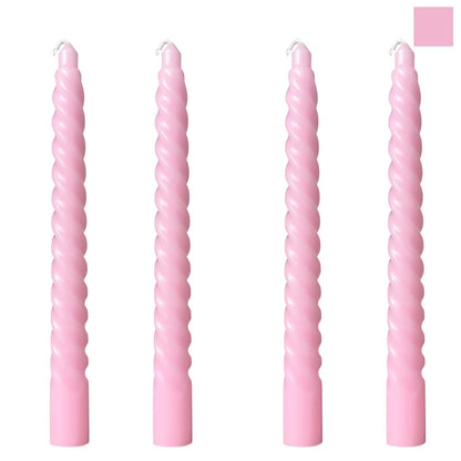8 Inch Taper Spiral Candle Set of 4 Tapered Candles, 5 hrs,Smokeless,Tall Candlesticks, Home Dinner, Party, Wedding, Halloween, Christmas (4, Pink, 20cm)