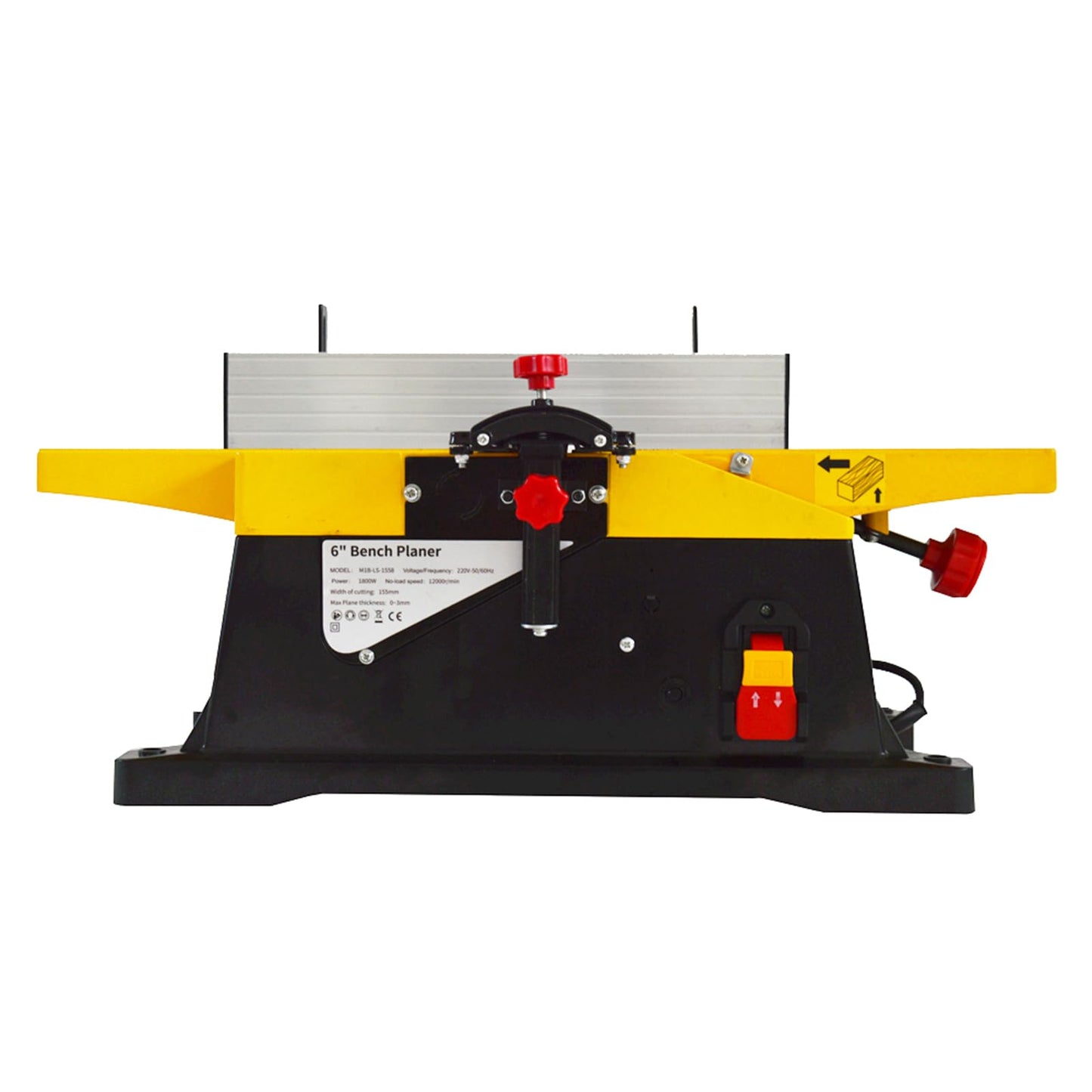INTBUYING 6 Inch Woodworking Planer Small and Portable Bench Planer 1800W with 155 * 580mm Working Table Low Noise and Low Dust Planing Bench Planer for DIY and Small factories