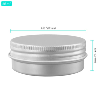 NINGWAAN 80 PCS 2 oz Aluminum Tin Jars, 60ml Metal Round Empty Tin Cans Containers with Screw Lids for Salve, Cream, Candle, Silver