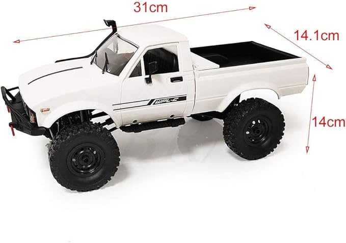 YIKESHU RC Crawler Offroad RC Truck 4x4 Remote Control Rock Crawler WPL C24-1 Pickup Trucks with Led Light 2.4 Ghz 1/16 Scale All Terrain Car Brushed RTR Pickup for Adults