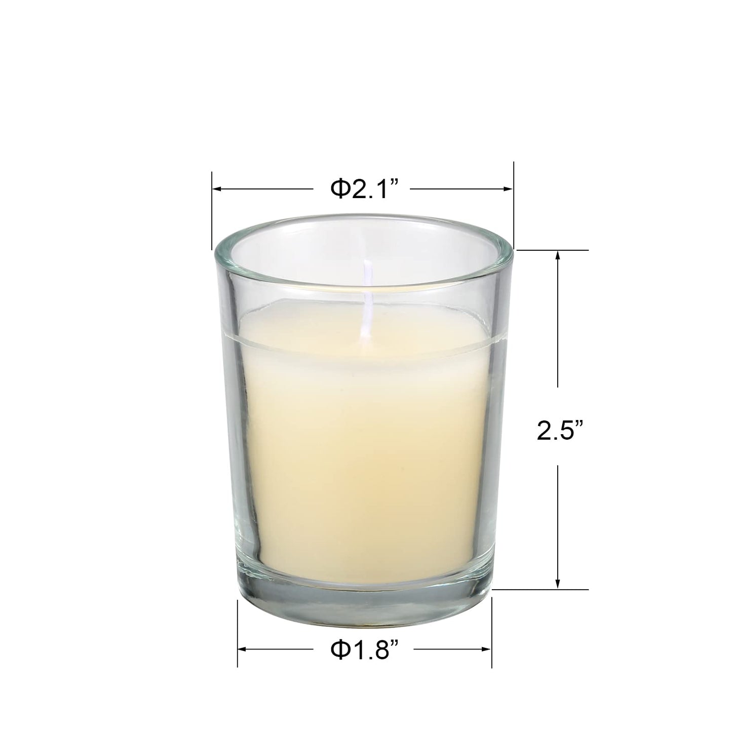 flamecan 24 Pack Clear Glass Filled Ivory Votive Candles. Unscented Votive Candles for Home Décor Spa Weddings Birthdays Holidays Party
