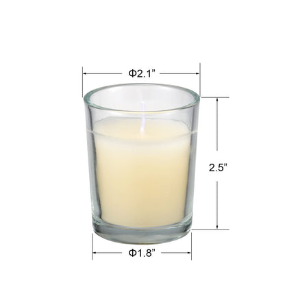 flamecan 24 Pack Clear Glass Filled Ivory Votive Candles. Unscented Votive Candles for Home Décor Spa Weddings Birthdays Holidays Party