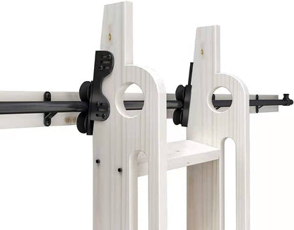 DIYHD 9.9FT Sliding Library Ladder Black Track Kit,Stand Up Tensible Rolling Hardware,Brake Bottom Wheels