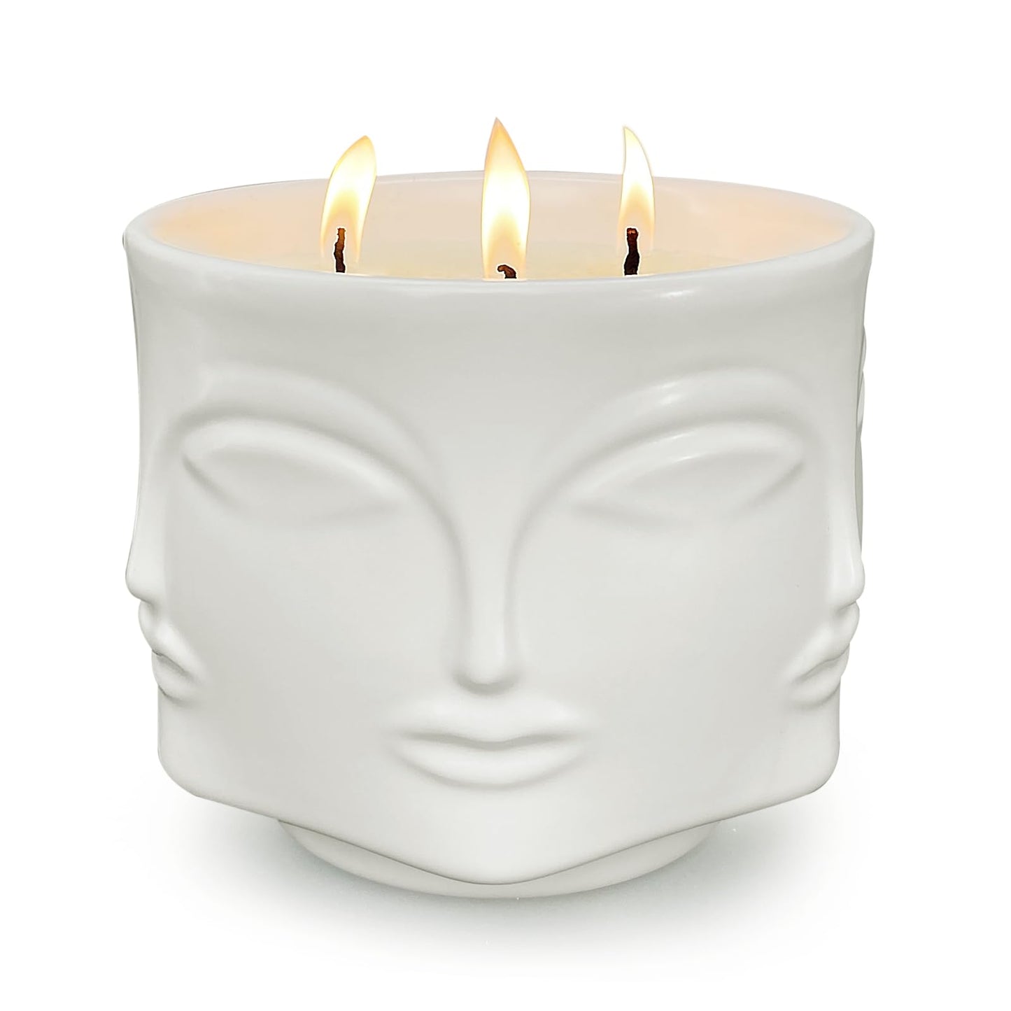 Strong Vanilla 3 Wick White Large Candle, 20oz, Ceramic, Outdoor Scented Candles, 100% Soy, for Home Scented, Yoga, Meditation, Patio, Table Decor, Beautiful Candle Jars