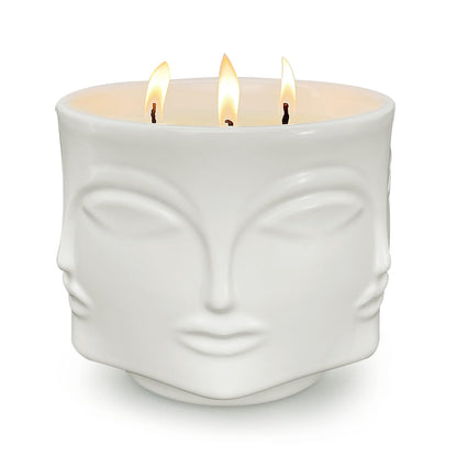 Strong Vanilla 3 Wick White Large Candle, 20oz, Ceramic, Outdoor Scented Candles, 100% Soy, for Home Scented, Yoga, Meditation, Patio, Table Decor, Beautiful Candle Jars