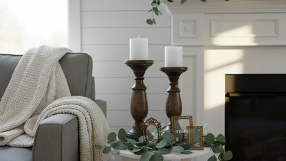 Candle Pillar Holder, Candle Holder Set of 3 Fall Wooden Candle Holder, Farmhouse Set for Table Centerpiece Home Decor-10,8,6 Inch