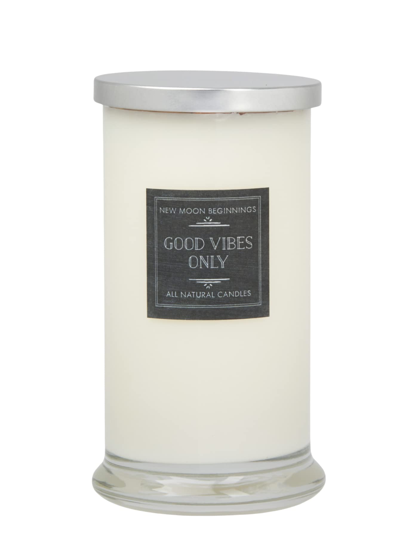Good Vibes Only Candle by New Moon Beginnings - Negative Energy Cleansing - Soy Aromatherapy Candle - Handmade with Crystals & Herbs (21oz Round Glass)