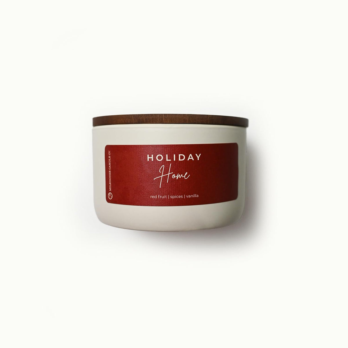 Milkhouse Candle Company Holiday Home Soy Candle - Red Fruit | Spices | Vanilla Scented - 10 oz Signature Statement Candle with Lid, 20+ Hour Burn Time, Made in the USA