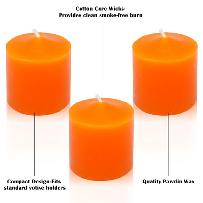 9-Pack 1.25-Inch Orange Votive Candles for Halloween Fall Harvest – Unscented Small Tealight Candle for Home Decor, Meditation, and Special Occasions
