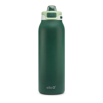 Ello Pop & Fill 32oz Stainless Steel Water Bottle with Quick Fill Technology, Double Walled and Vacuum Insulated Metal, Leak Proof Locking Lid, Sip and Chug, Reusable, BPA Free, Forest Mist