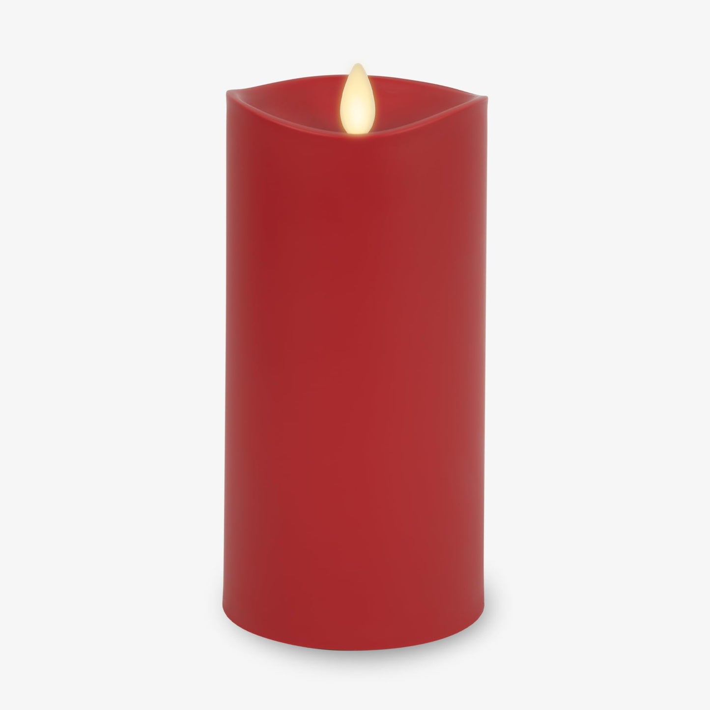 Luminara Outdoor Flameless LED Candle, Cherry Red 3.25" x 7", Moving Flame Pillar Timer Battery Operated Premium Plastic IPX4 Water Resistance