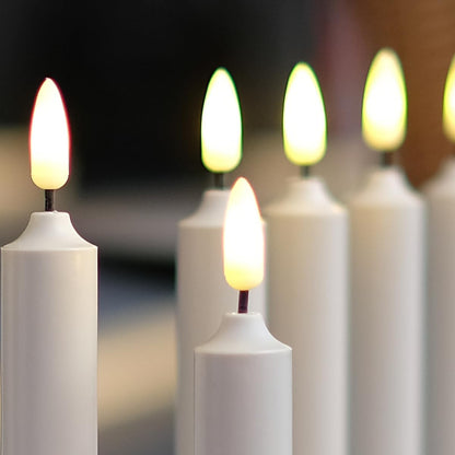 10 Pack Window Candles + 20 AA Batteries(Include, Run More Than 400 Hours) + Silver Candleholders + Suction Cups, 8'' Tall. IVORY LED Battery Powered Candle. 3D Flickering Wick, Timer Function