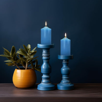 12 Pack 2x3 Inch Blue Pillar Candles, Unscented Column Candles for Home Restaurants Spa Church Weddings, Smokeless Dripless and Clean Burning Emergency Candle