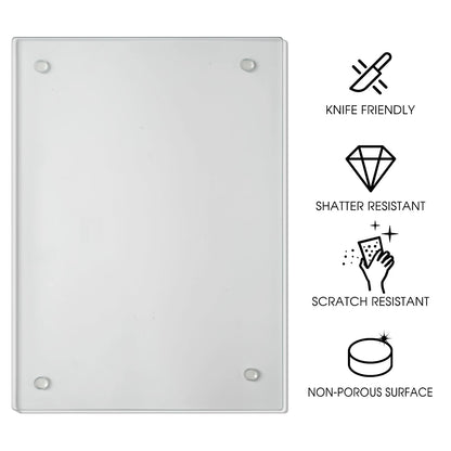 JAMBALAY 20"x16" Tempered Glass Cutting Board for Kitchen, Large Glass Cutting Board with Non-Slip Feet, Glass Chopping Board, Heat Resistant, Scratch Resistant, Dishwasher Safe
