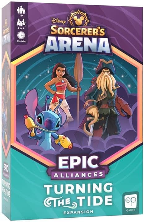 Disney Sorcerer’s Arena: Epic Alliances Turning The Tide Expansion | Featuring Davy Jones Moana and Stitch | Officially-Licensed Disney Strategy &amp Family Board Game