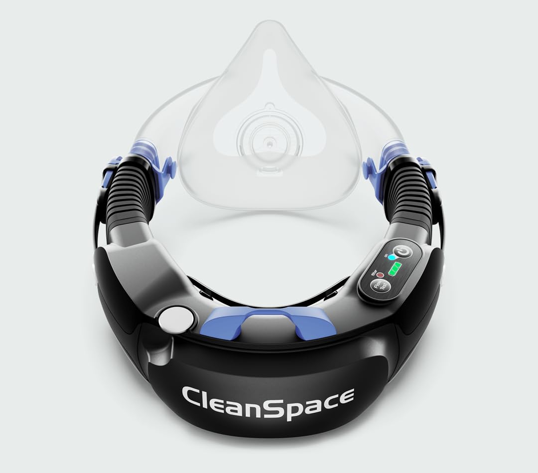 CleanSpace® WORK Kit with Medium mask - Lightweight, Ready-To-Use Reusable Powered Respirator Kit. For use where respiratory protection against airborne particulates (dust, mists, fumes) is required