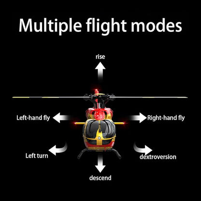 C190 Remote Control Helicopter for Adults 1:30 Scale H145 RC Helicopter 2.4G 6CH Single Propeller Aileron Free Optical Flow Positioning Six-axis Gyroscope Stabilization (Red White(2 Batteries))