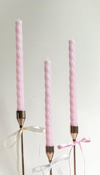 Pink Spiral Taper Candles 10 Inch, 8 Pack Unscented Long Burning Candlesticks for Wedding, Quinceanera, Baby Shower & Party Decor (Blush Pink)